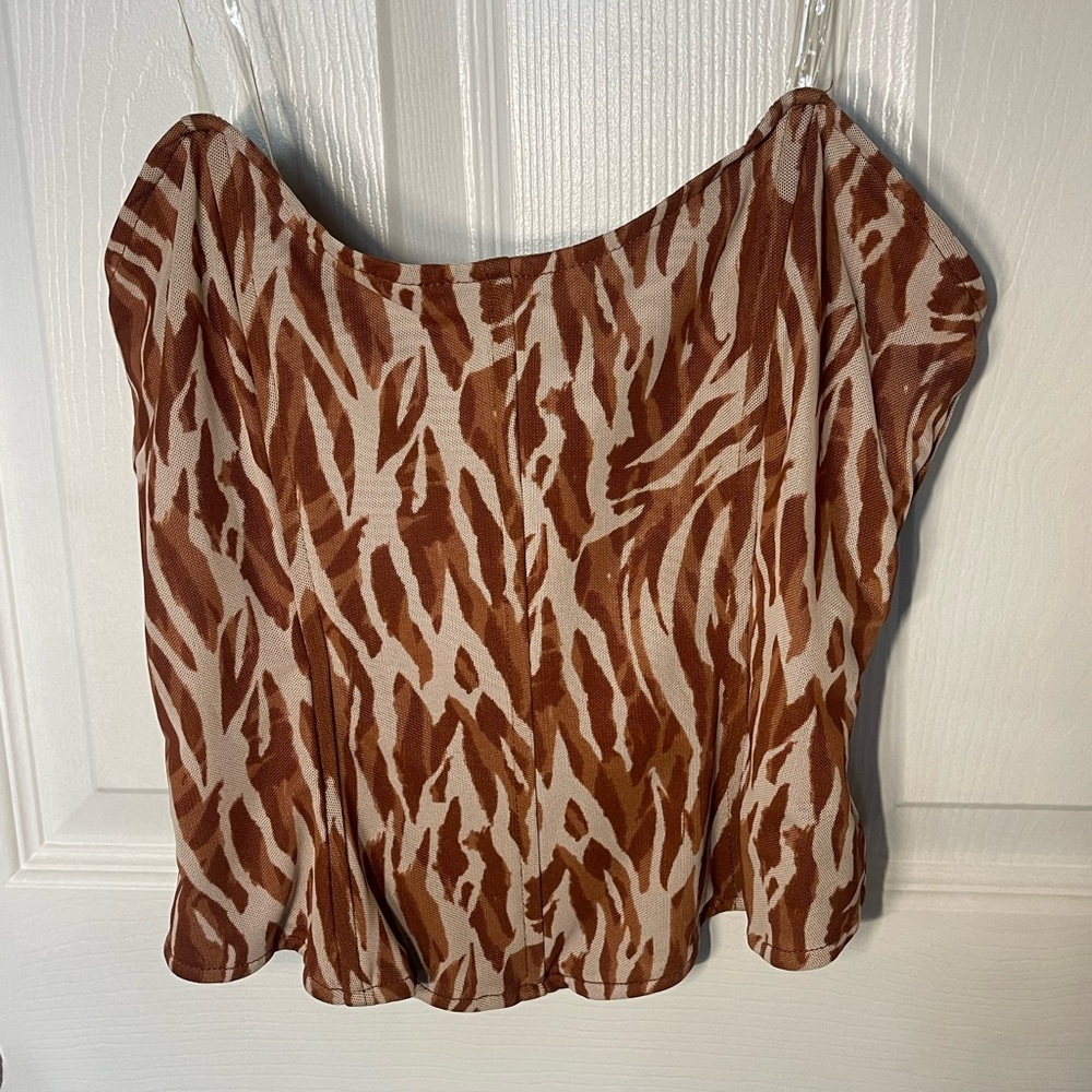Crop Corset with bone in structure. Brown and white Zebra print.